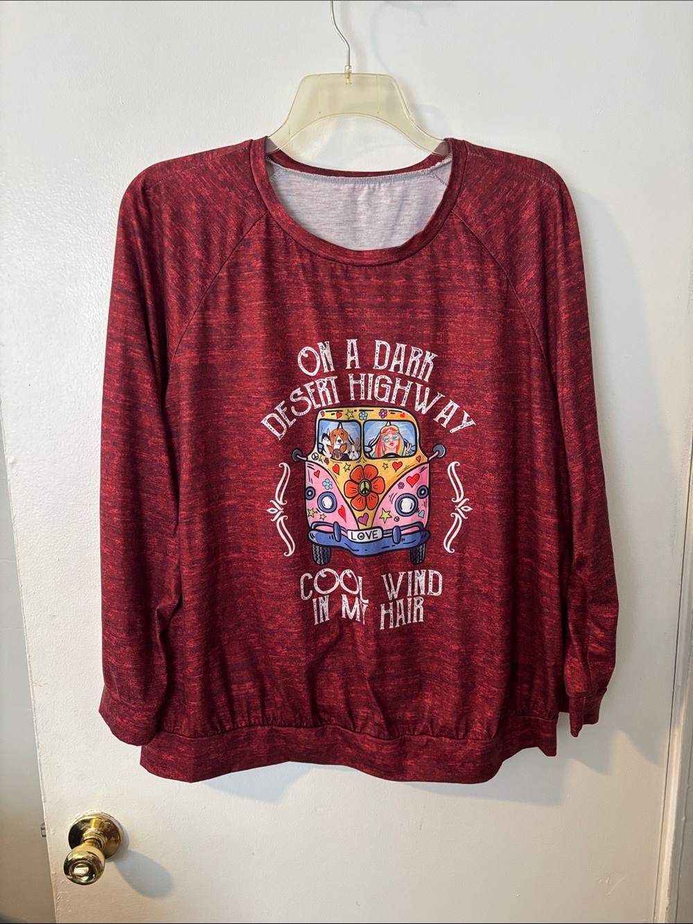 Zara Women’s Red Graphic Long Sleeve Tee - Floral Van Print